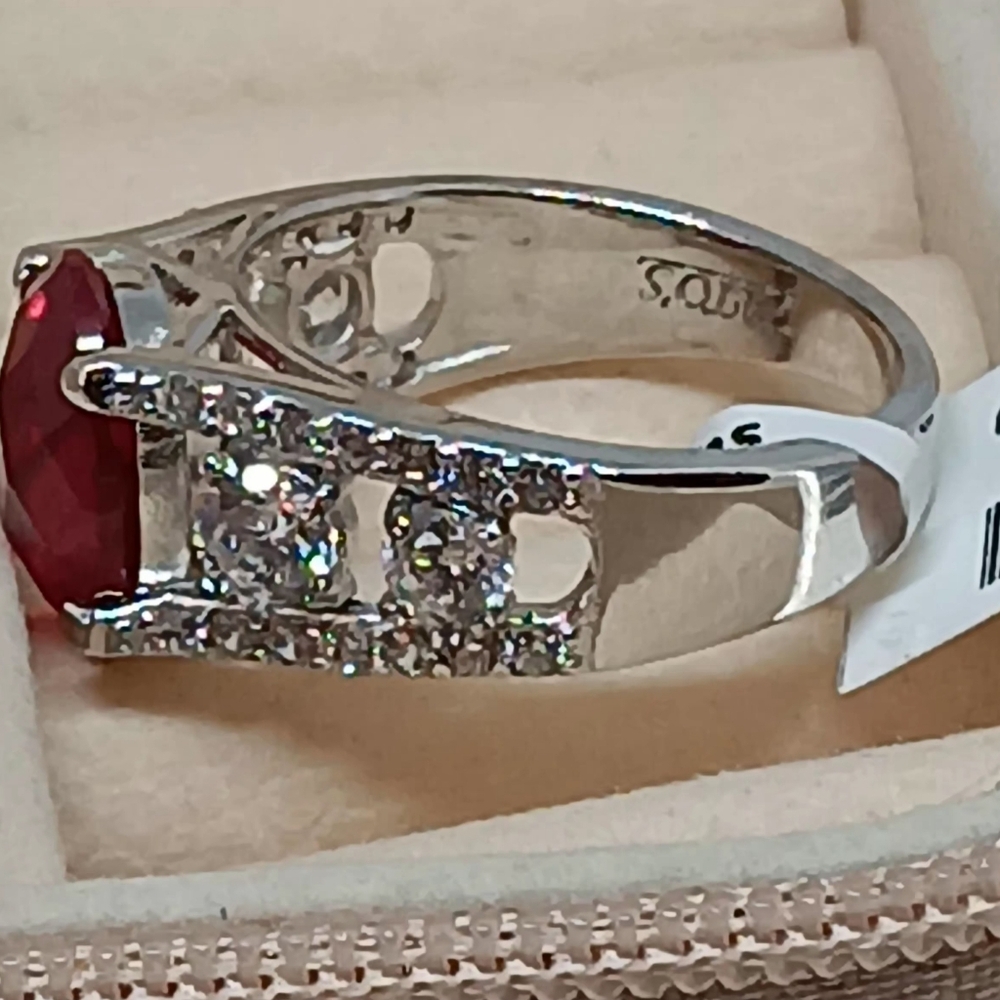 Crystal Ruby Sterling Silver Ring   [NWTs $131.99] For Animal Rescues - Picture 3 of 8
